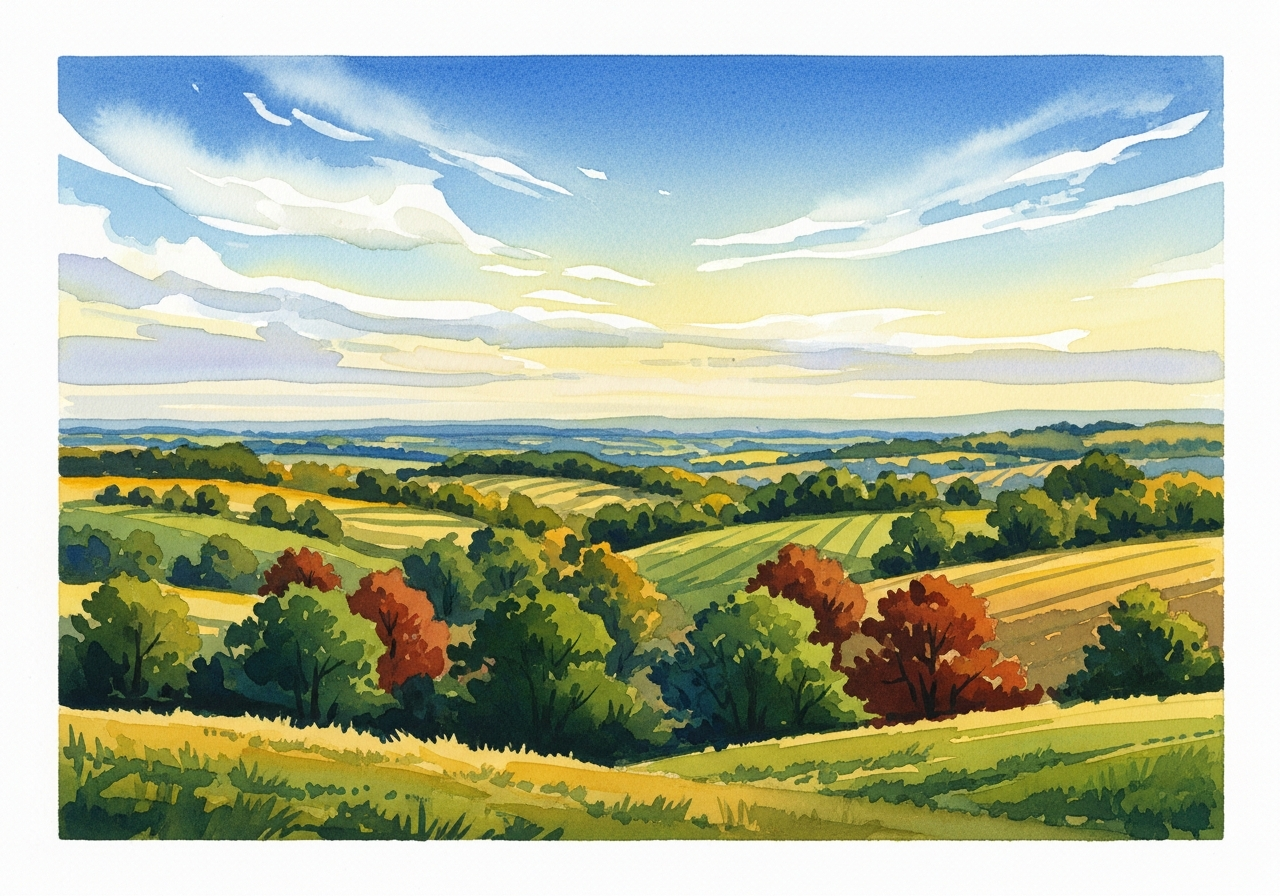 Пейзаж акварелью — студенческая работа