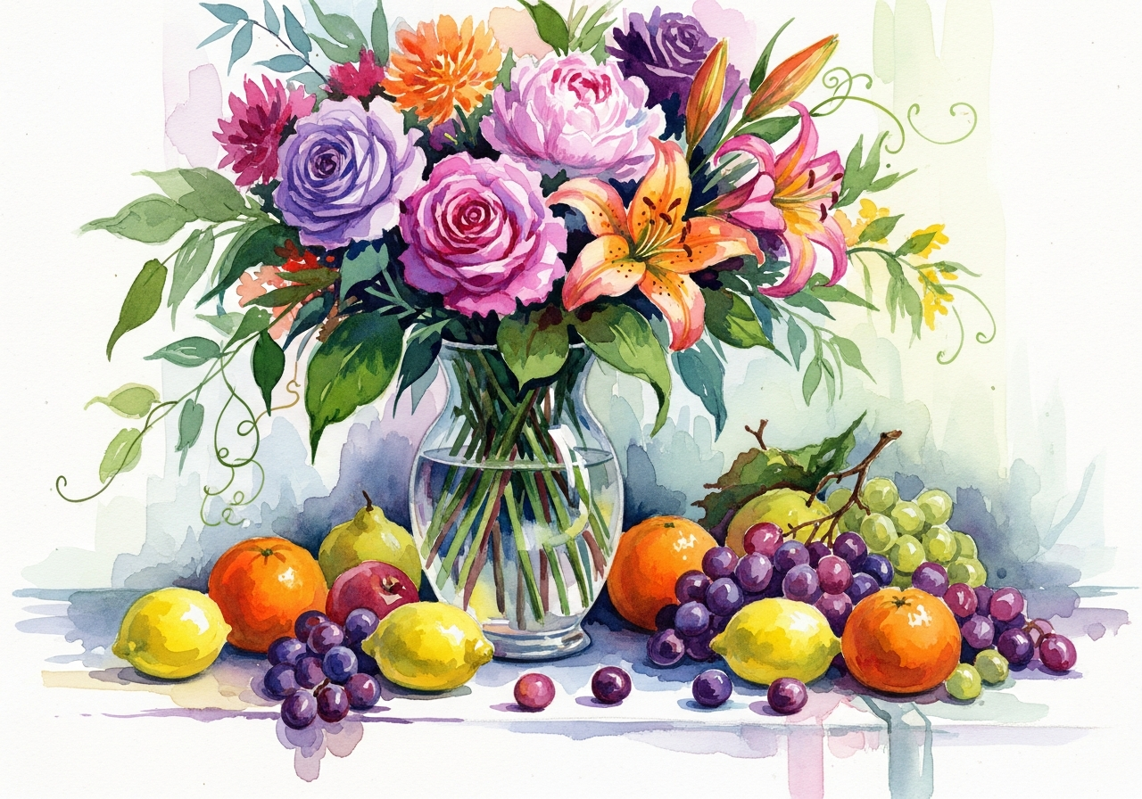 Натюрморт акварелью — студенческая работа
