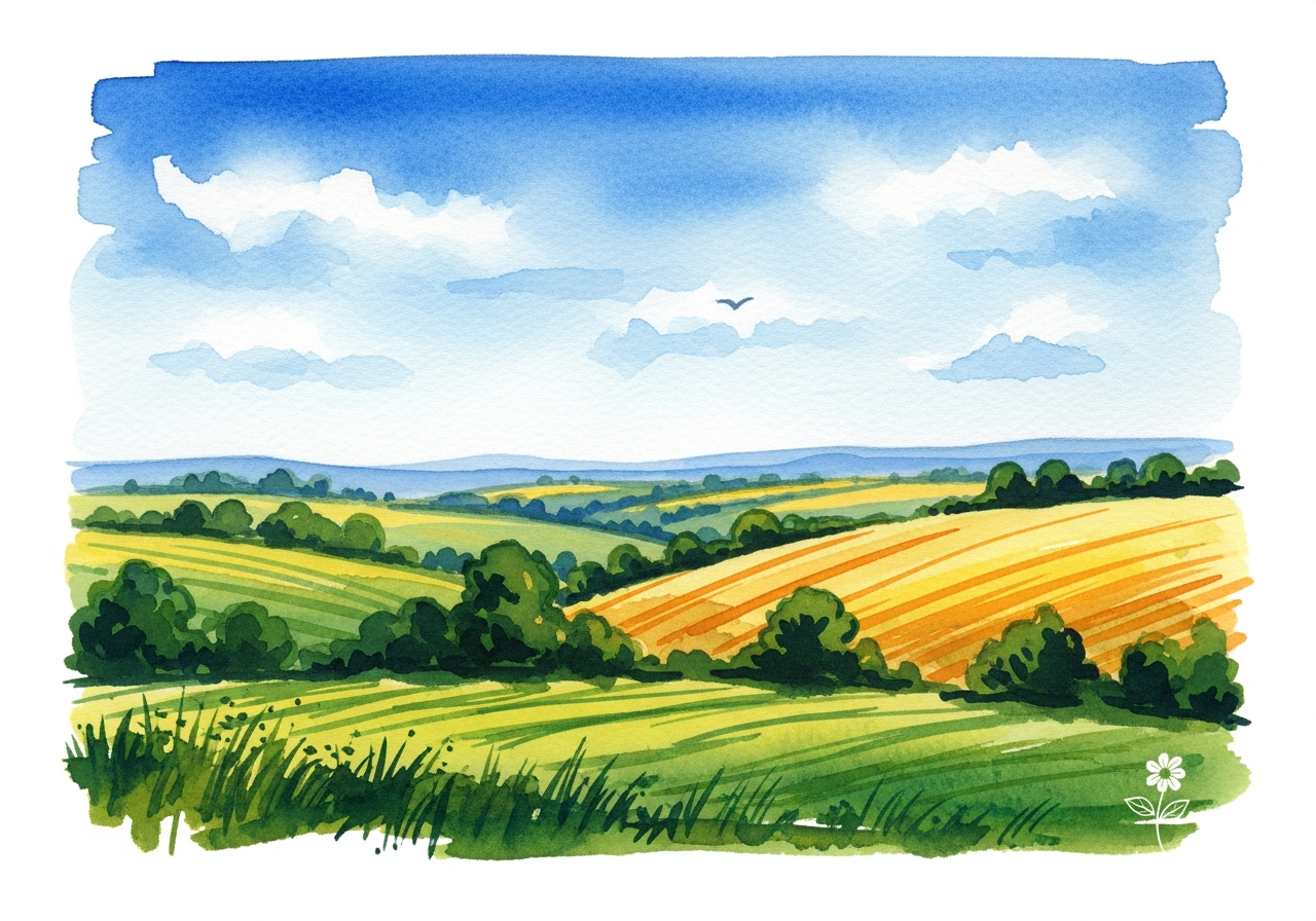 Пейзаж акварелью